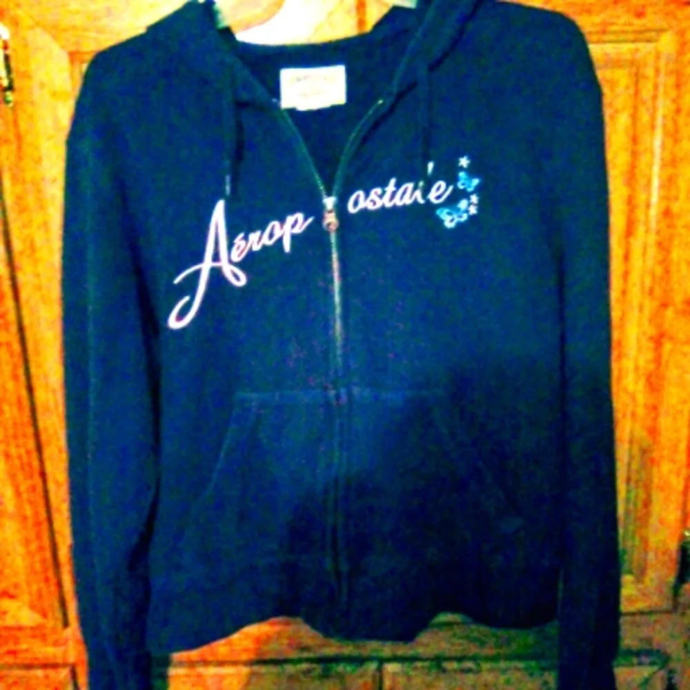 🌼Navy blue Aeropostale sz M Women's zip up hoodie 🌼 - Picture 1 of 3